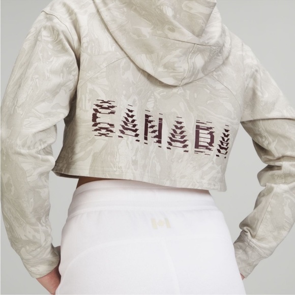 Lululemon Team Canada All Yours Cropped Hoodie Maple Metamorphosis Light Neutral - Picture 2 of 9
